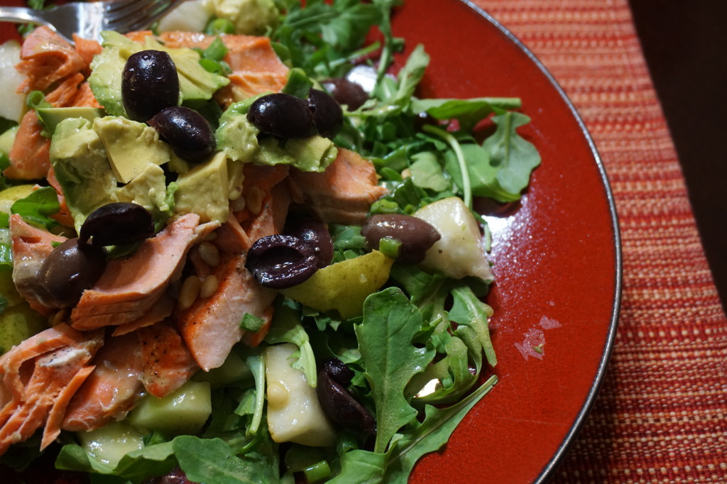 Salmon, Arugula and Pear Salad